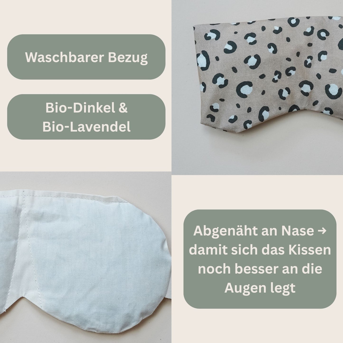 Augenkissen Leomuster beige