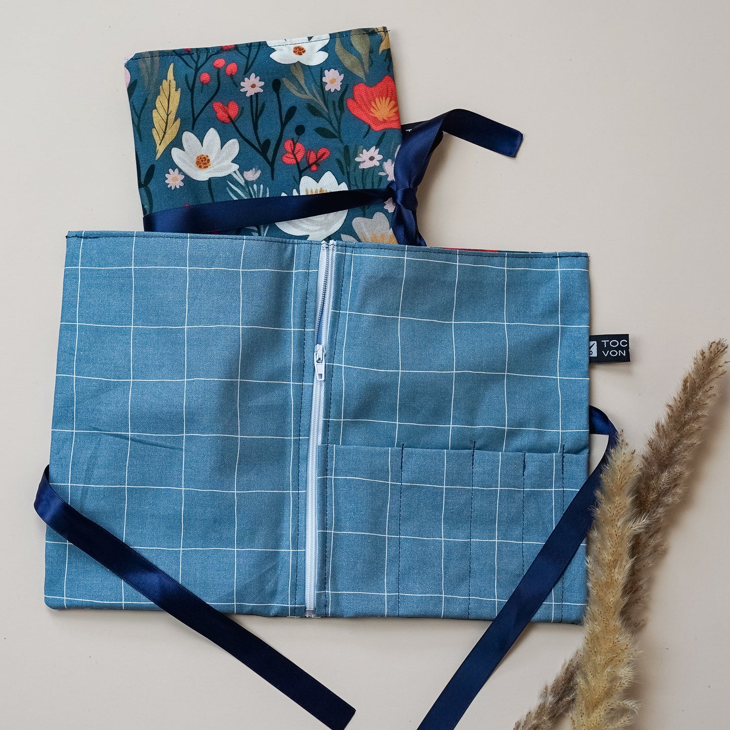Kosmetiktasche Blau Blumen