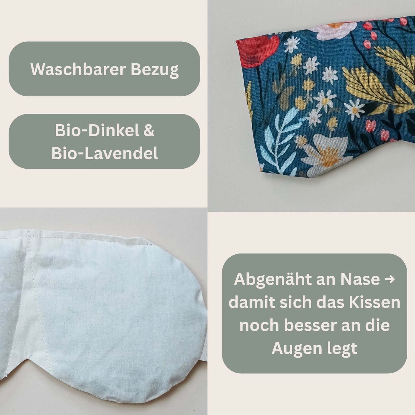 Augenkissen Blumen Blau