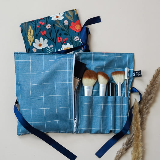 Kosmetiktasche Blau Blumen